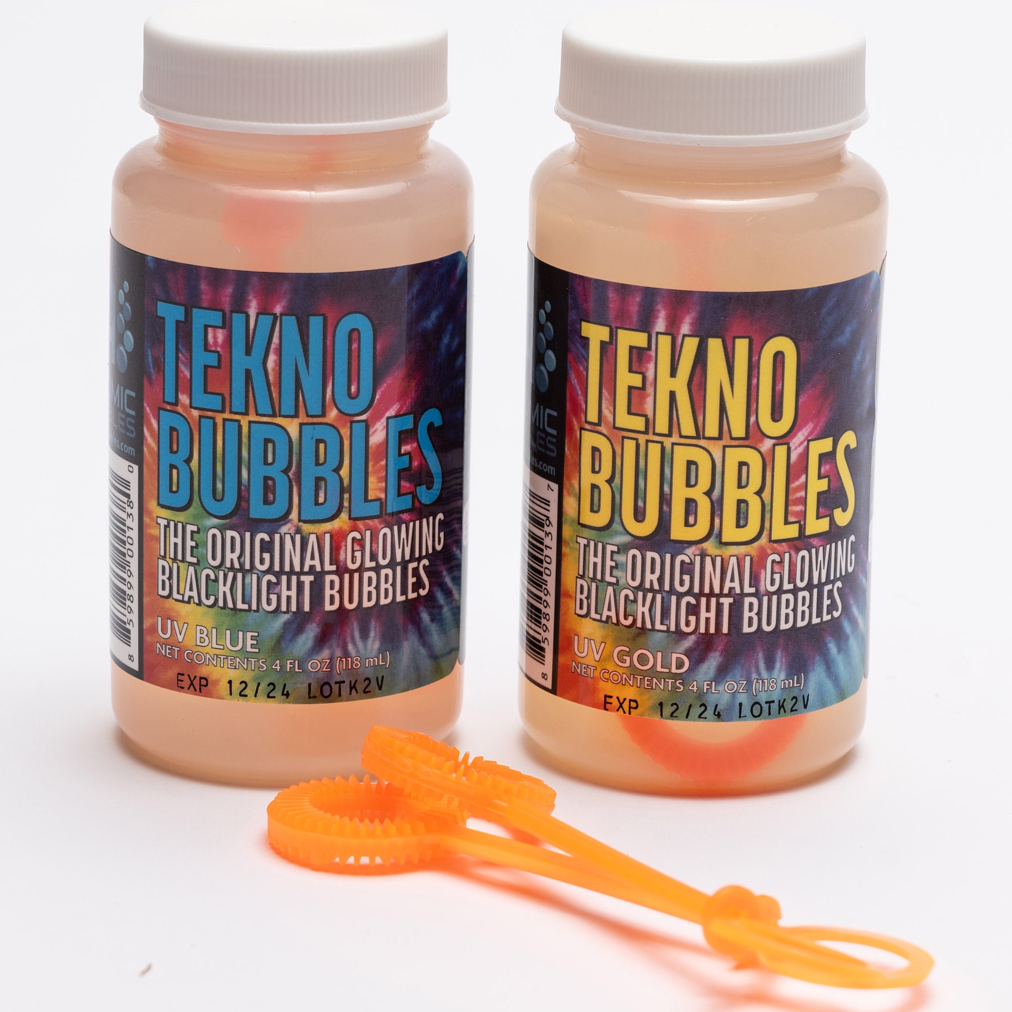 Atomic Bubbles 4oz. Blue & Gold Tekno Bubbles Bottles Set